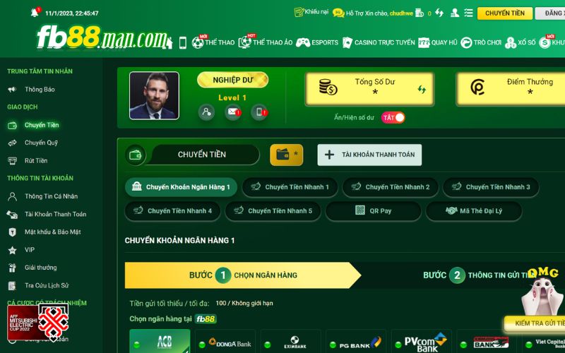 Khâu giao dịch nạp rút tiền thể thao ảo FB88 nhanh chóng bảo đảm 100%